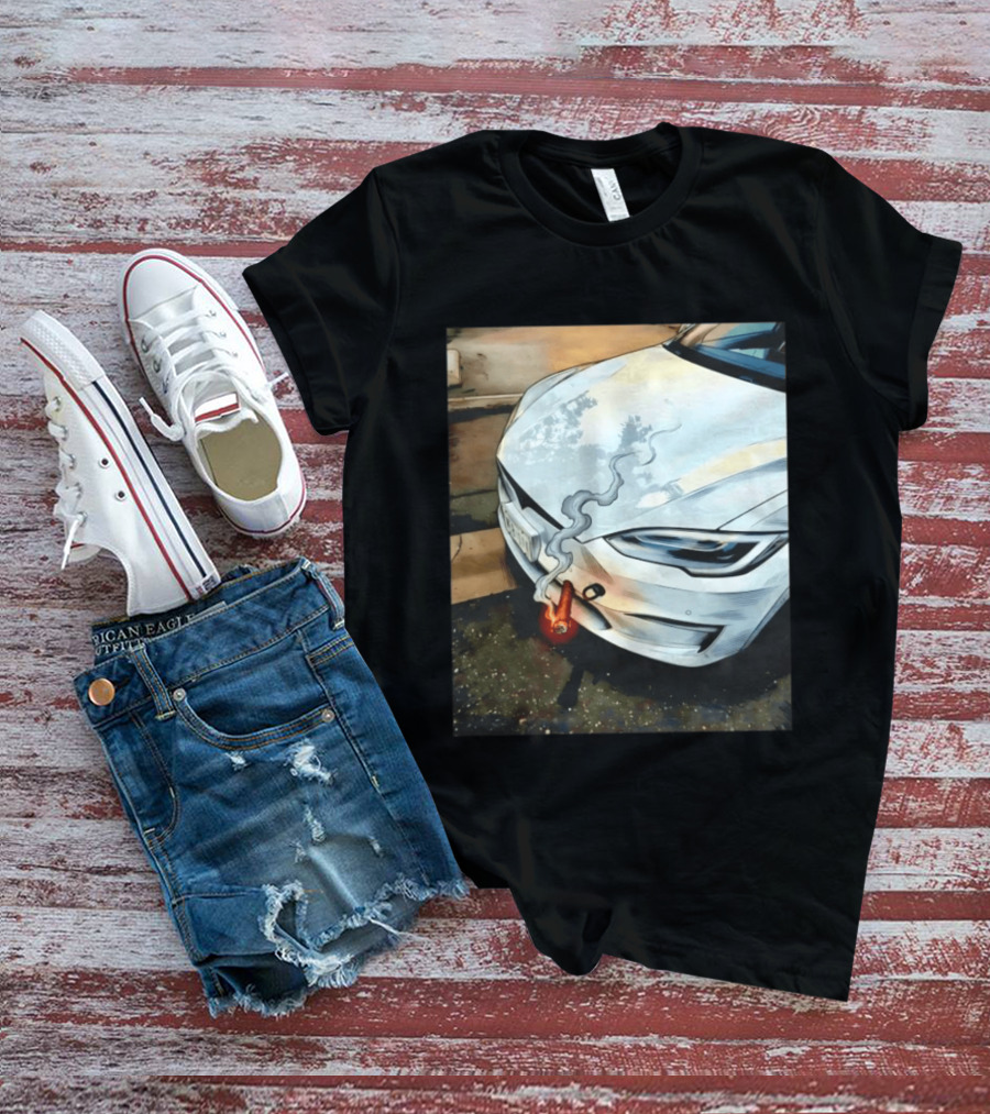 Tesla Car Smoking Light It Up T-Shirt