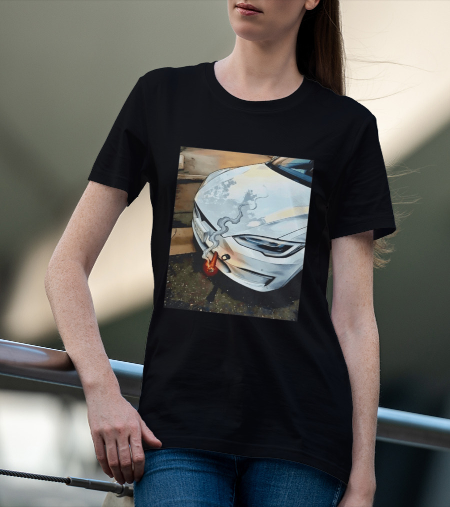 Tesla Car Smoking Light It Up T-Shirt