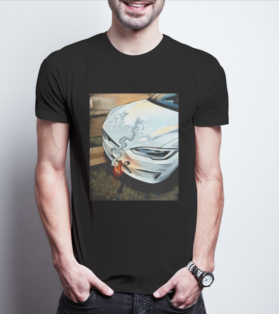 Tesla Car Smoking Light It Up T-Shirt