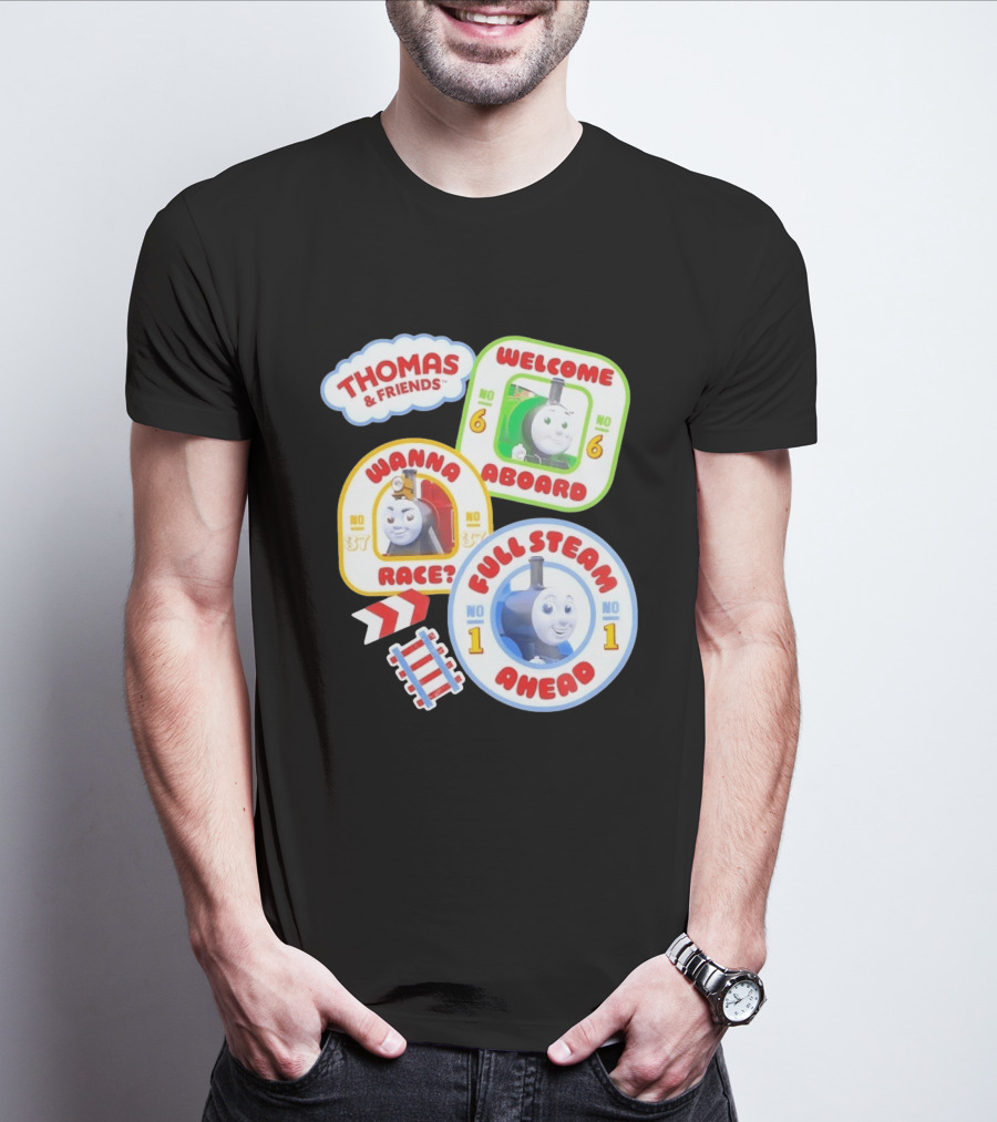 Thomas And Friends Welcome Aboard Full Steam Ahead Wanna Race No 1 No 6 No 37 T-Shirt