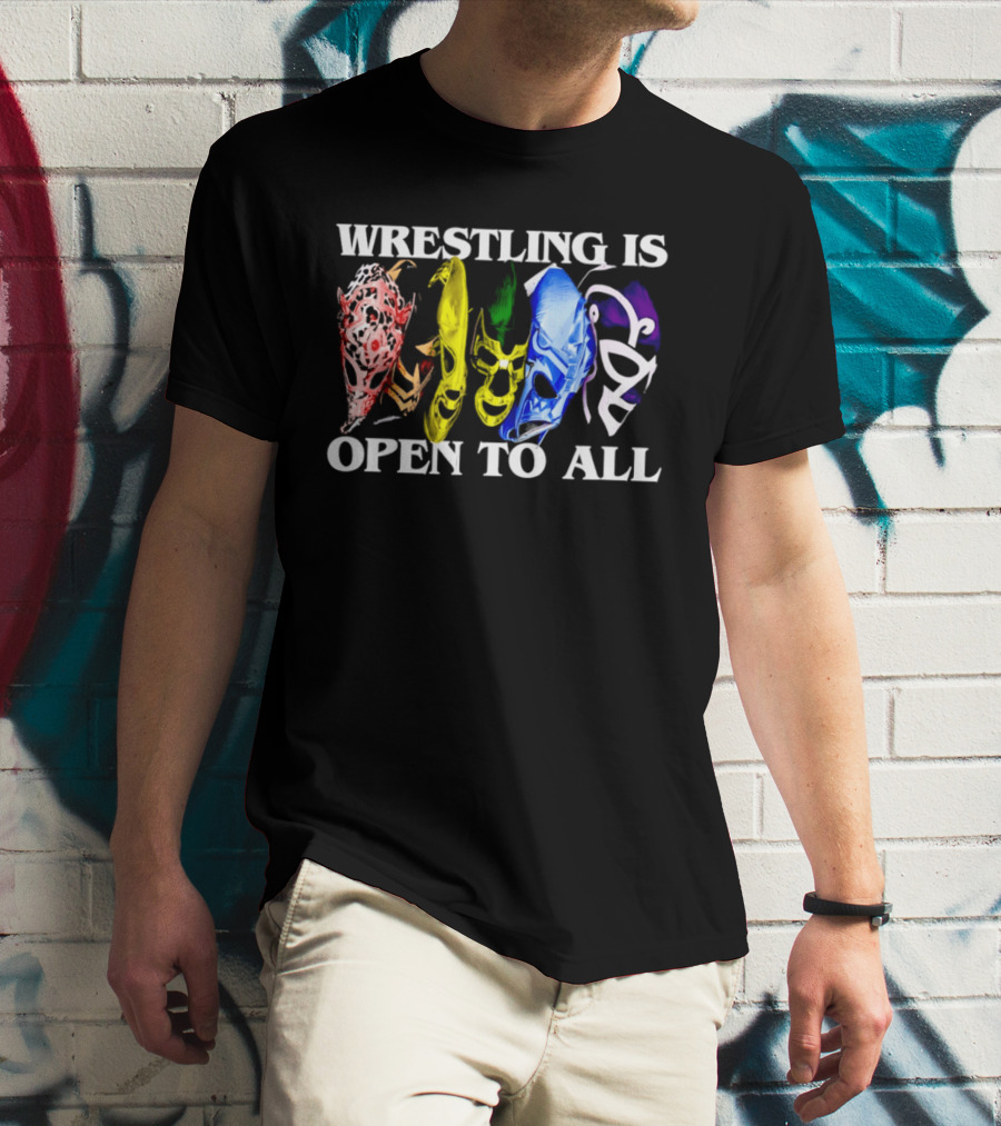 Wrestling Is Open To All Multicolor Lucha Libre Masks T-Shirt