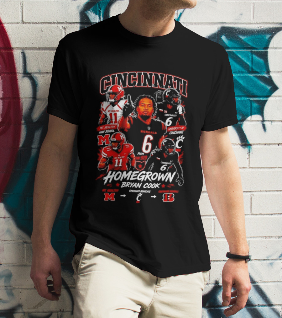 Cincinnati Bearcats Homegrown Bryan Cook University Of Cincinnati Mt. Healthy T-Shirt