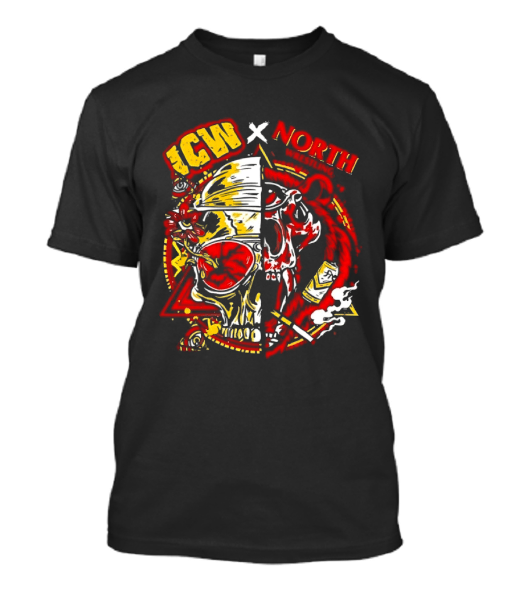 ICW X NORTH Wrestling Skull Collaboration T-Shirt