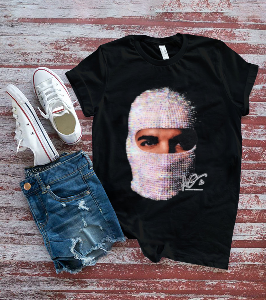 Drake Iceman Mask Jewel Encrusted Balaclava T-Shirt