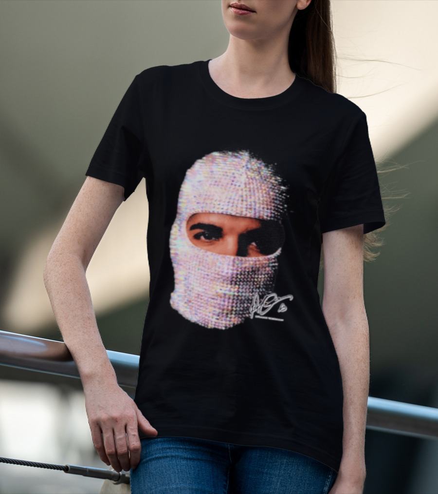 Drake Iceman Mask Jewel Encrusted Balaclava T-Shirt