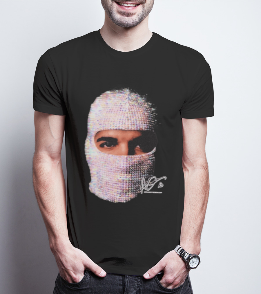 Drake Iceman Mask Jewel Encrusted Balaclava T-Shirt