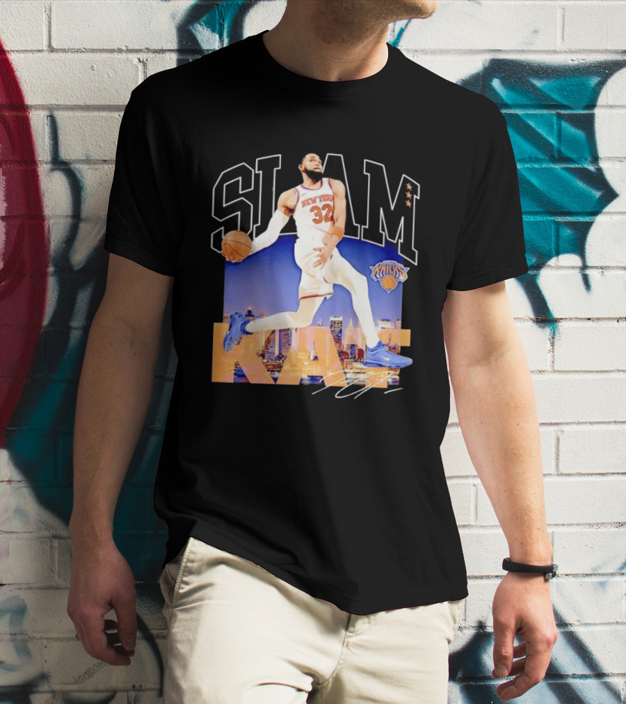 Karl Anthony Towns New York Knicks Slam Kat NBA Basketball 32 Jersey T-Shirt
