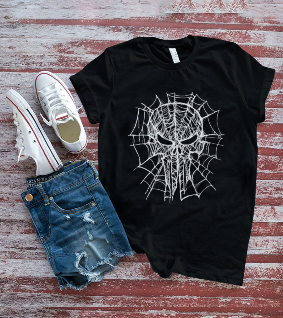 Marvel Spider Web Punisher Skull Mashup T-Shirt