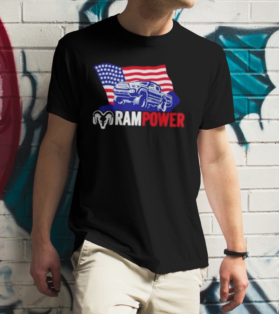 Ram Power Truck American Flag 2026 Patriotic T-Shirt