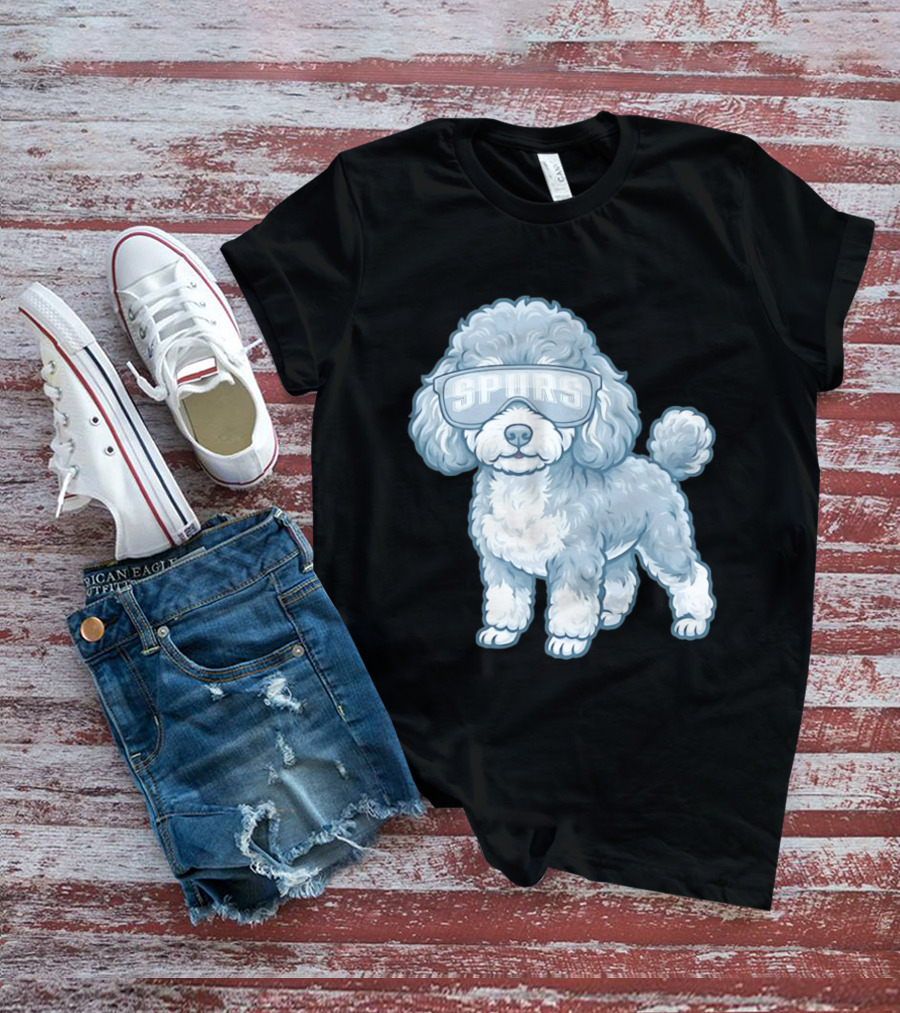San Antonio Spurs Teacup Poodle With Goggles T-Shirt