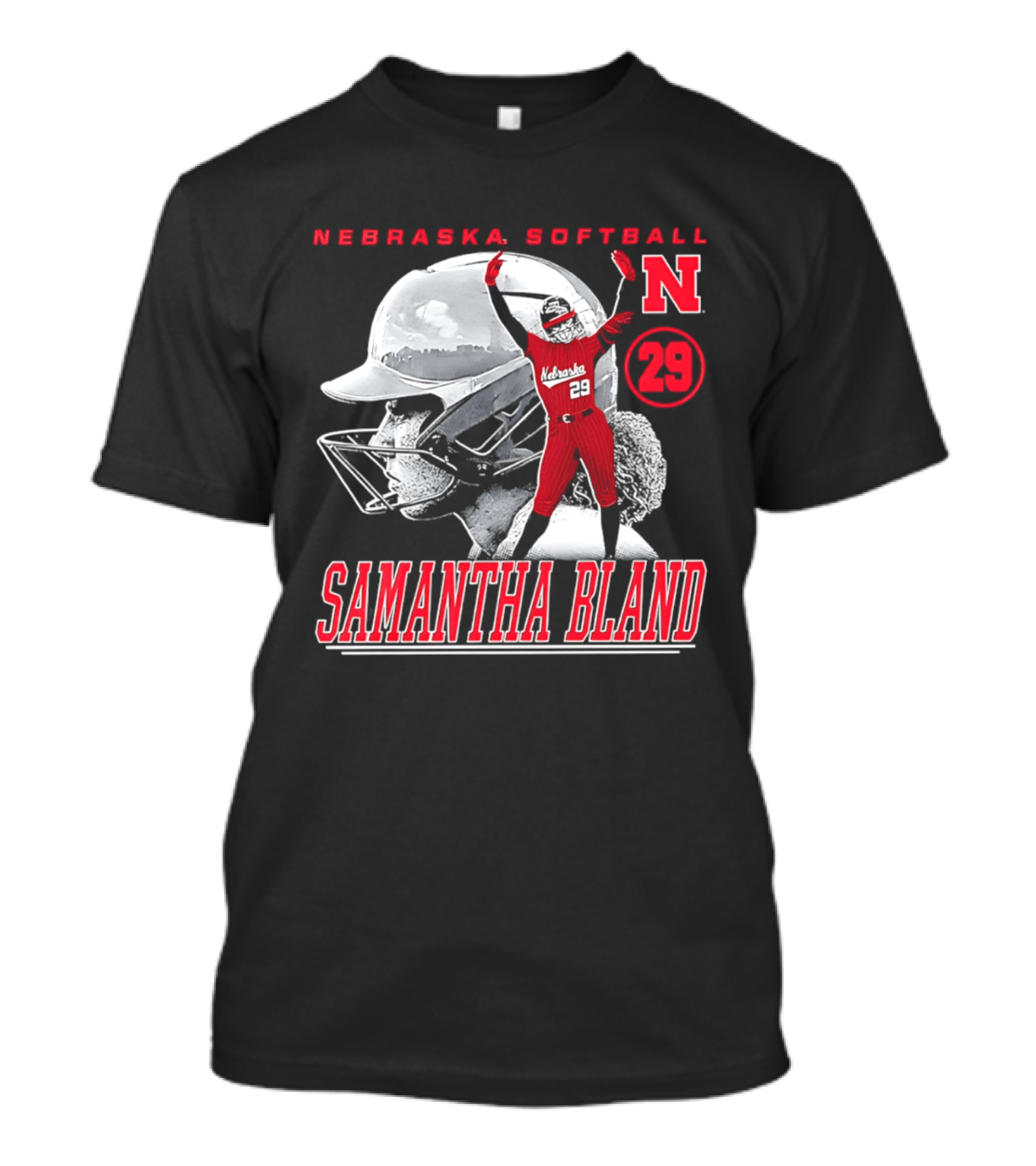 Nebraska Softball Samantha Bland Number 29 Player Iconic N T-Shirt