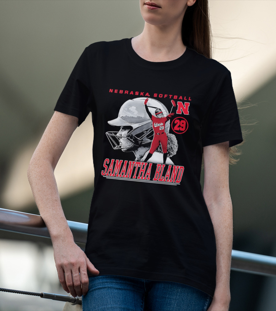Nebraska Softball Samantha Bland Number 29 Player Iconic N T-Shirt
