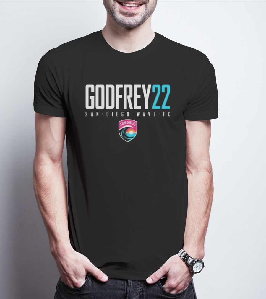 San Diego Wave FC Godfrey 22 Soccer Player Team NWSL T-Shirt