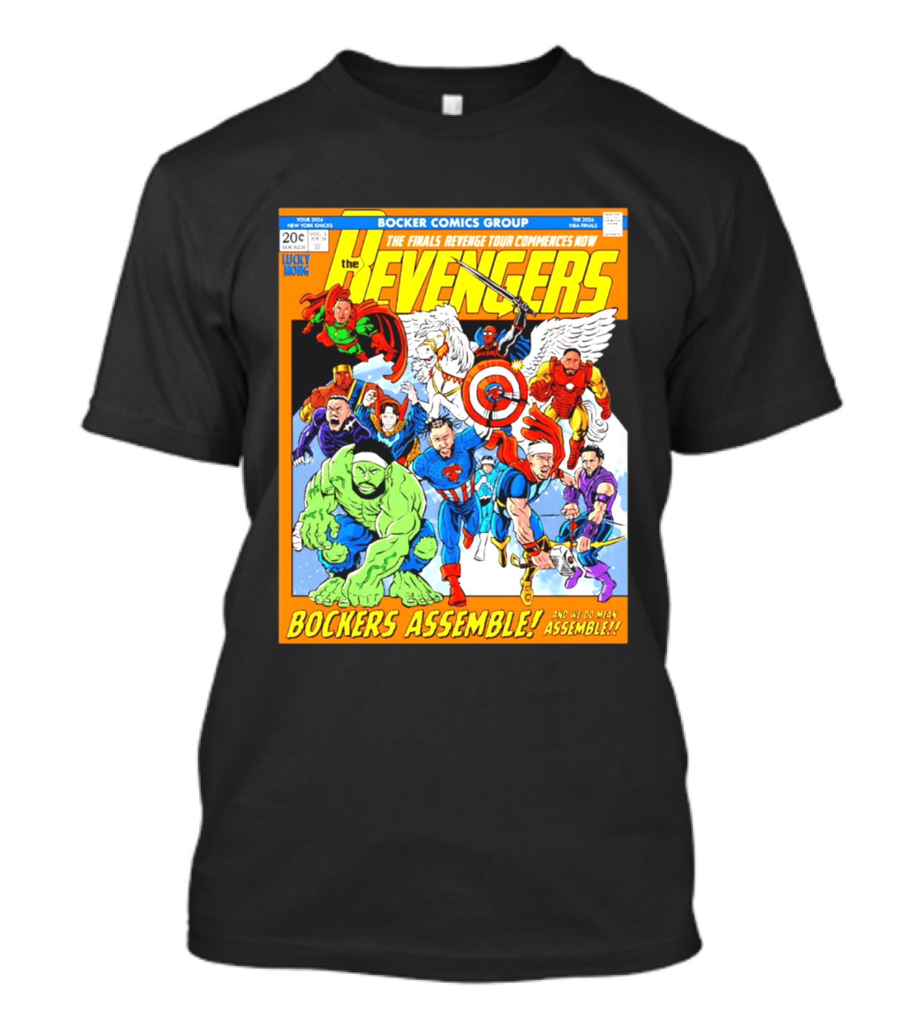 New York Knicks Bocker Comics Finals Revenge Tour Bockers Assemble T-Shirt