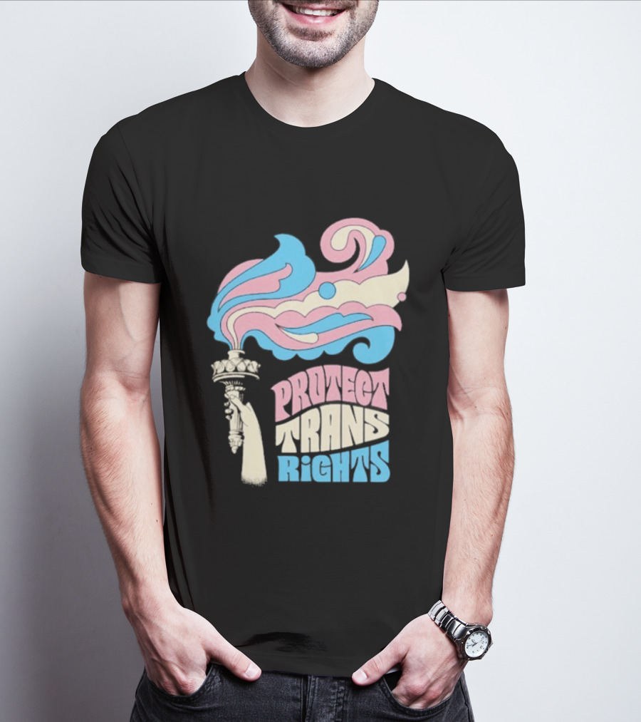 Protect Trans Rights Torch Symbol Bold Pride T-Shirt