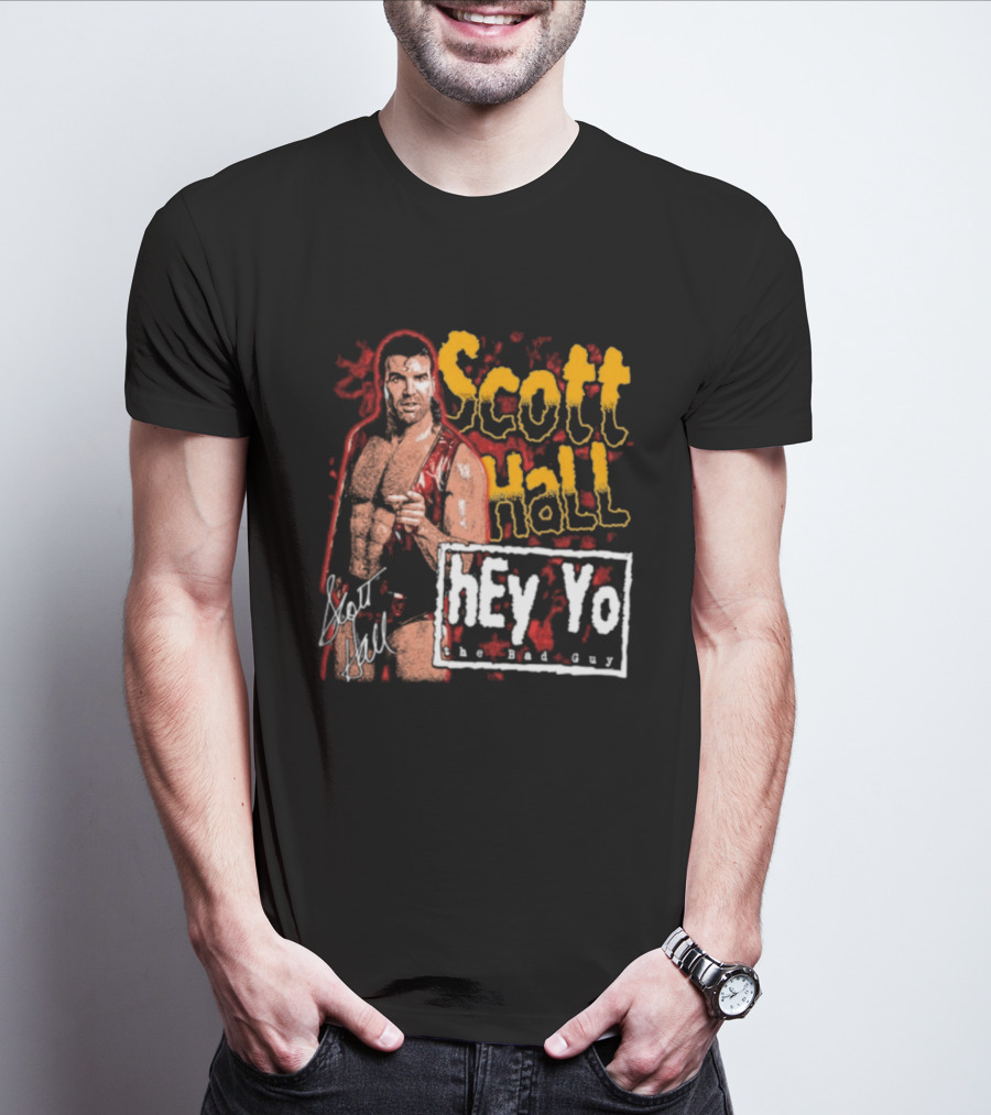 Scott Hall Hey Yo The Bad Guy Wrestling Legend WCW T-Shirt