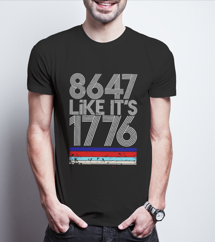 8647 Like It's 1776 Vintage Stripes Retro Numbers T-Shirt