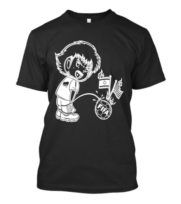 Captain Tsubasa Peeing FIFA Soccer Ball Israel USA Flags T-Shirt
