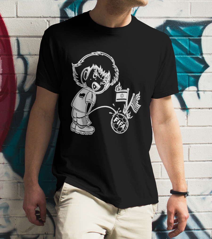 Captain Tsubasa Peeing FIFA Soccer Ball Israel USA Flags T-Shirt