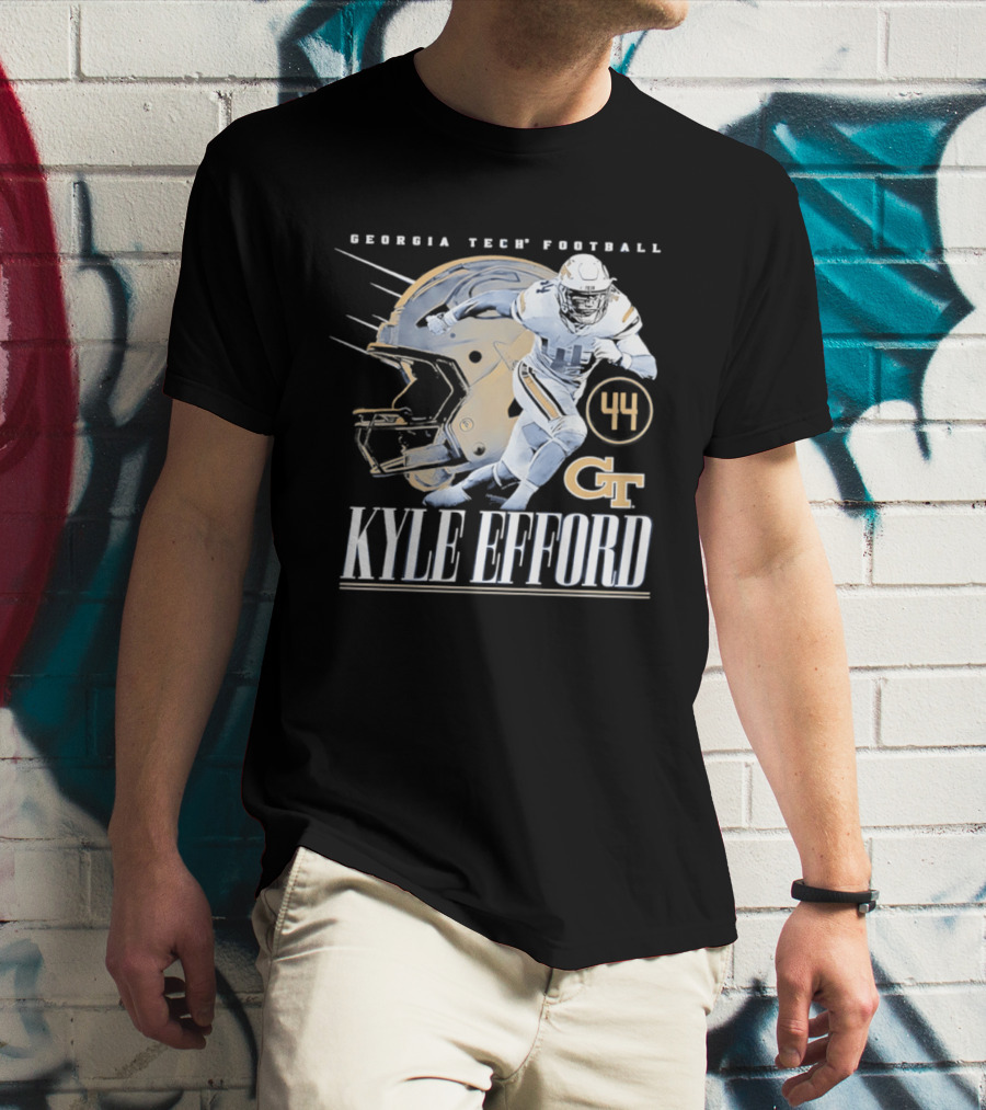 Georgia Tech Football Kyle Efford 44 GT Helmet T-Shirt