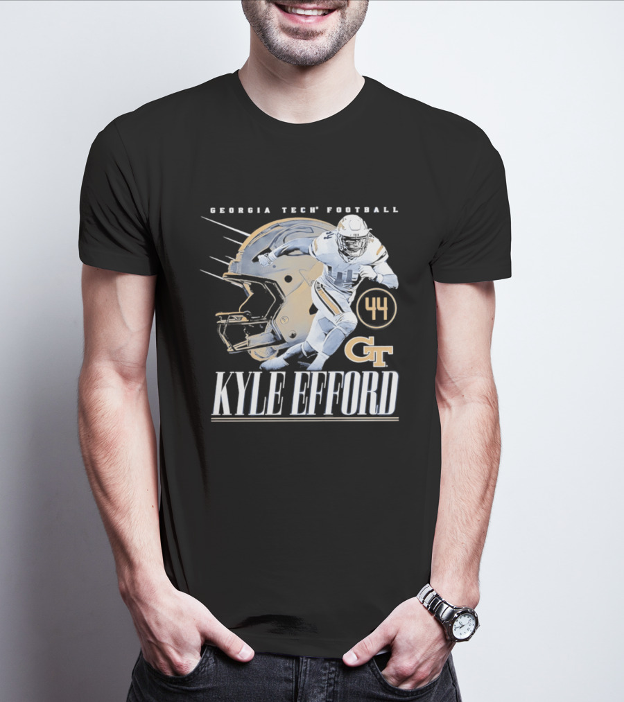 Georgia Tech Football Kyle Efford 44 GT Helmet T-Shirt