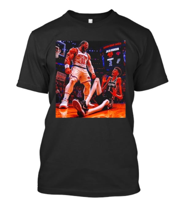 NBA Showdown Jalen Brunson 45 Points Victor Wembanyama 3 Points New York Spurs Matchup Madison Square Garden T-Shirt
