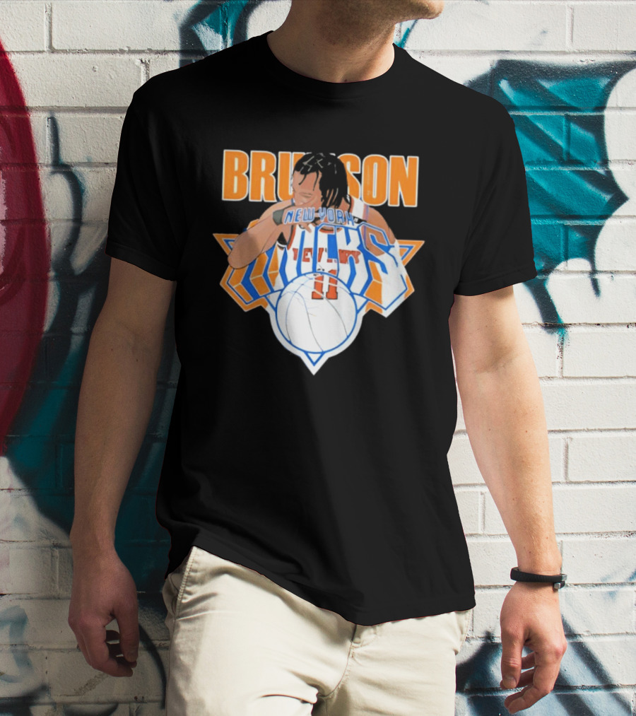 Jalen Brunson New York Knicks 11 Caricature Basketball T-Shirt