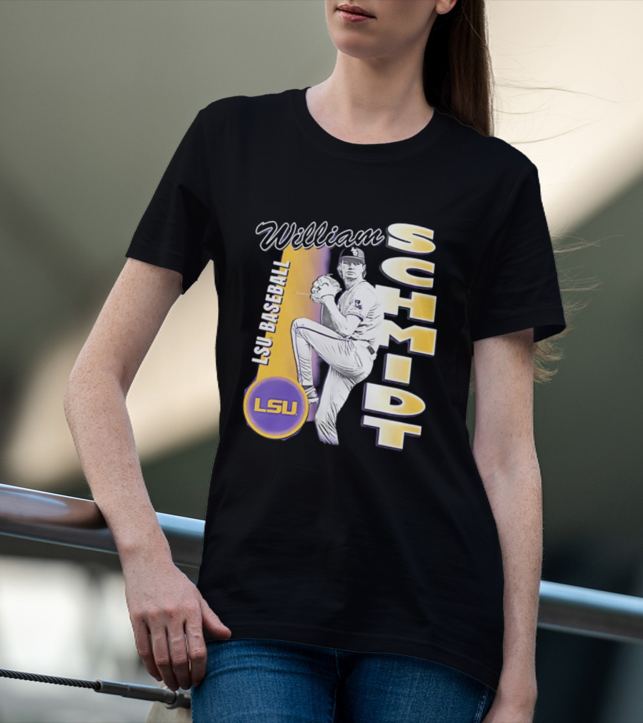 LSU Baseball William Schmidt Pitching Pose T-Shirt