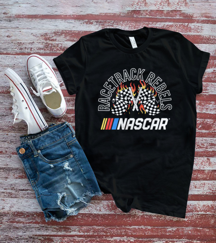 Racetrack Rebels NASCAR Checkered Flags Flames T-Shirt