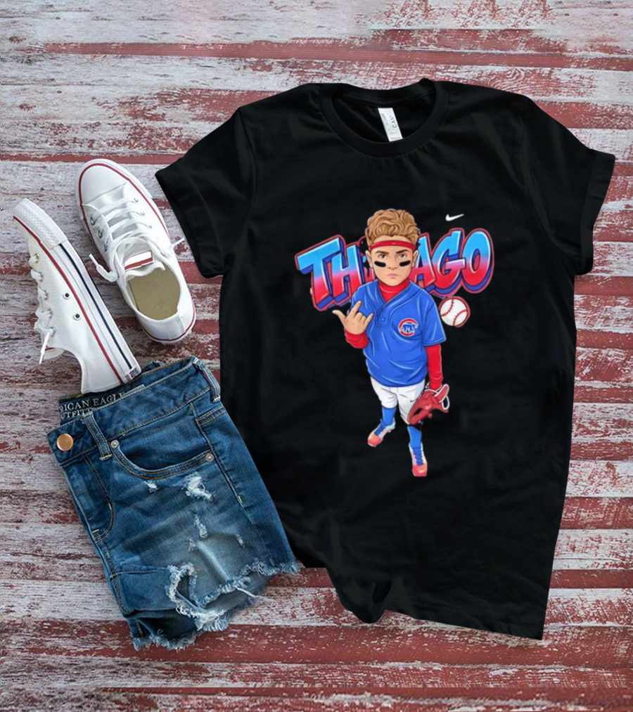 Thiago Chicago Cubs Baseball Cartoon Player Nike T-Shirt
