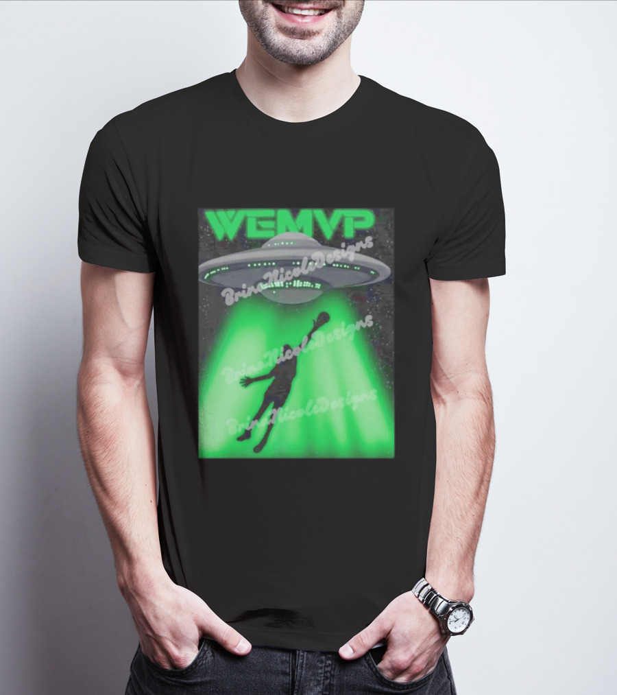 WEMVP Victor Wembanyama UFO Alien Abduction Basketball Player T-Shirt