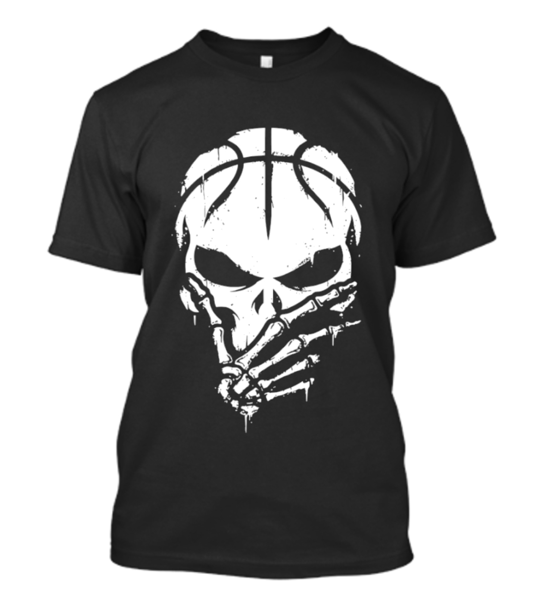 Basketball Skull With Silence Finger Gesture Skeleton Mask T-Shirt