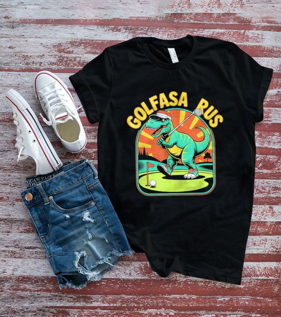 Golfasaurus Rex Dinosaur Golfer On The Course T-Shirt
