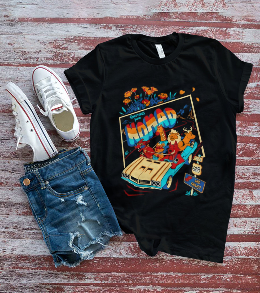 Nomad Adventure With Animals In Car Who Knows Sign T-Shirt
