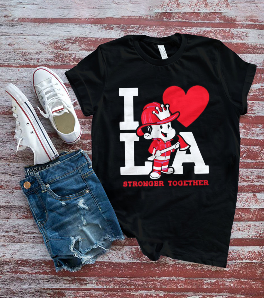 I Love LA Firefighter Stronger Together T-Shirt