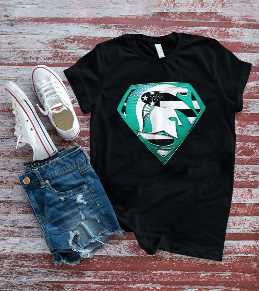 Michigan State Spartans Superman American Flag T-Shirt