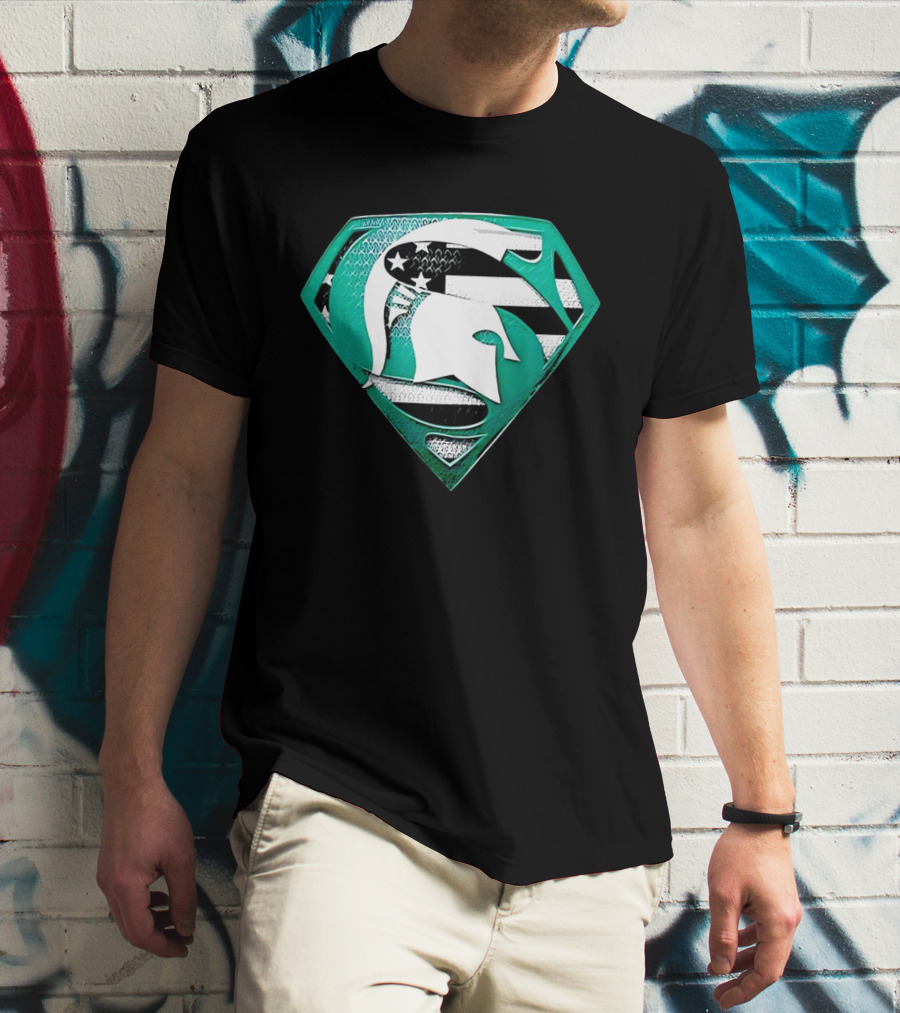 Michigan State Spartans Superman American Flag T-Shirt