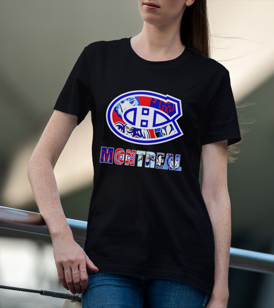 Montreal Canadiens And Sports Teams Emblem Montage T-Shirt