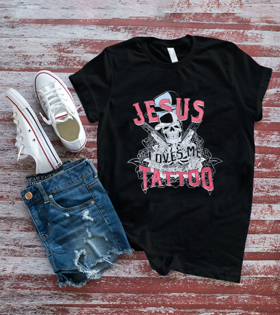 Jesus Loves Me Skeleton Tattoo T-Shirt
