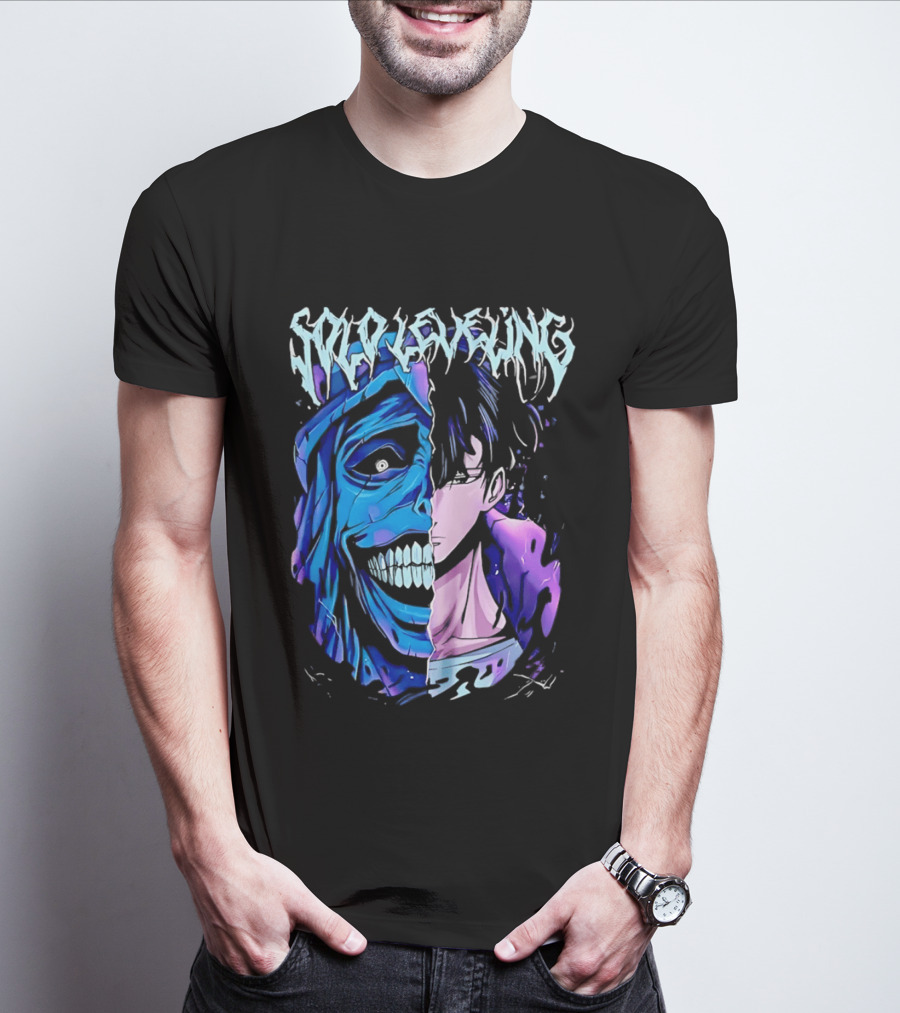 Solo Leveling Split Face Cotton Anime T-Shirt