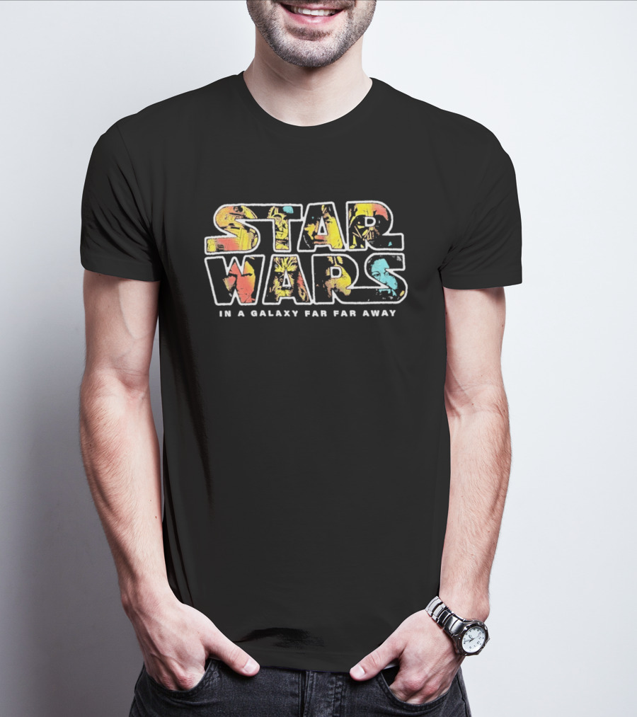 Star Wars In A Galaxy Far Far Away R2D2 C3PO Luke Skywalker Darth Vader Han Solo Chewbacca Leia T-Shirt