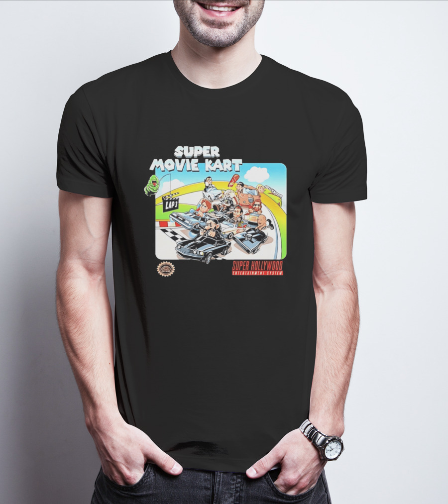Super Movie Kart Super Hollywood Entertainment System John Wick Back To The Future Ghostbusters Mad Max Rocky T-Shirt