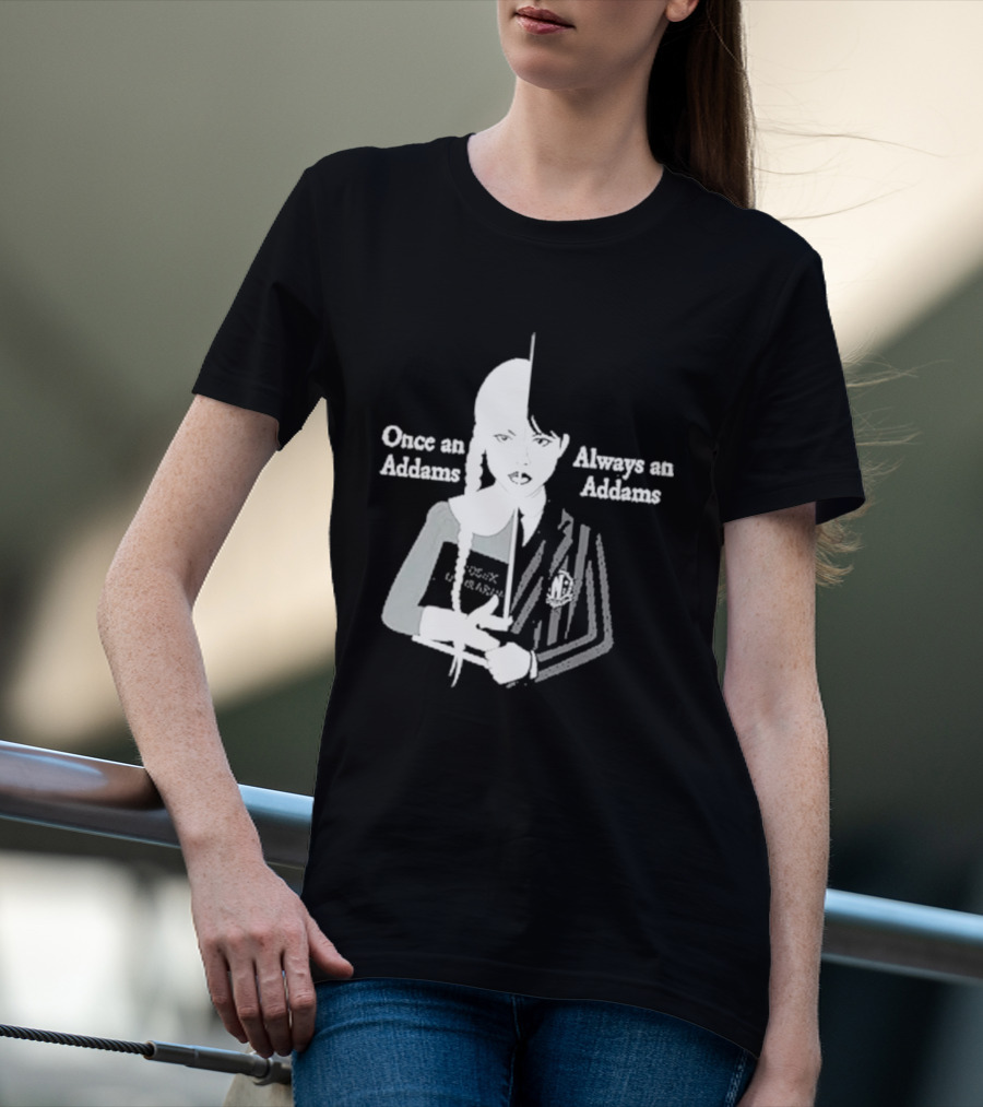 Wednesday Addams Split Face Once An Addams Always An Addams T-Shirt