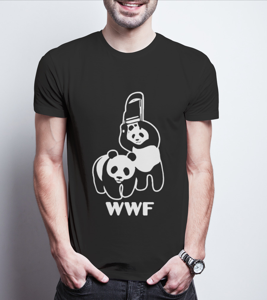 WWF Panda Chainsaw Wildlife Conservation Activist Black T-Shirt
