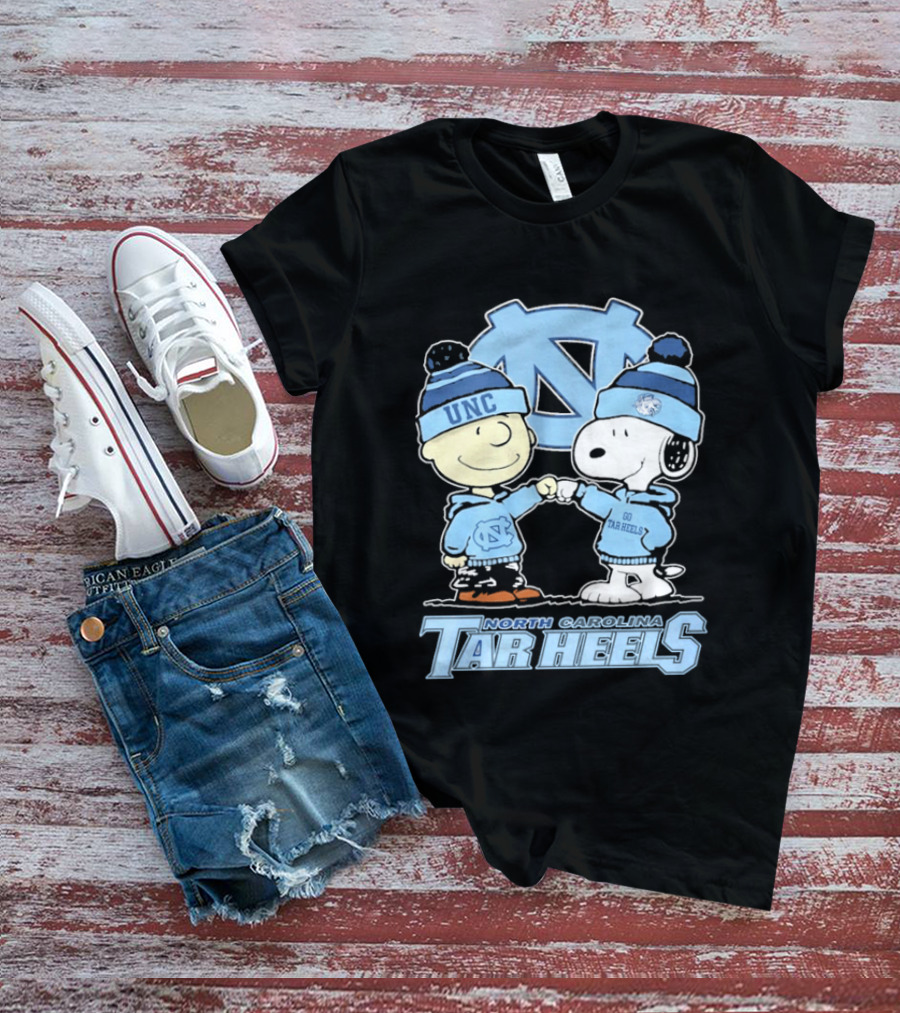 UNC Tar Heels Peanuts Characters Fit Bump North Carolina 2026 T-Shirt