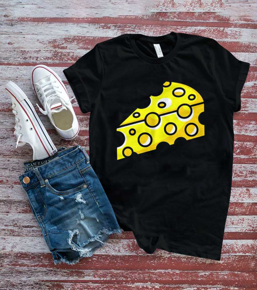 Swiss Cheese Hole Yellow Food Slice Dairy Snack Culinary T-Shirt