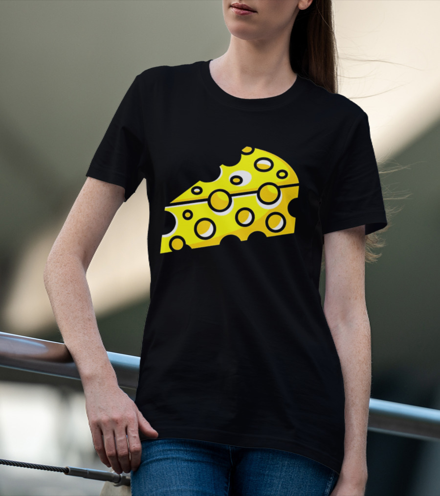 Swiss Cheese Hole Yellow Food Slice Dairy Snack Culinary T-Shirt