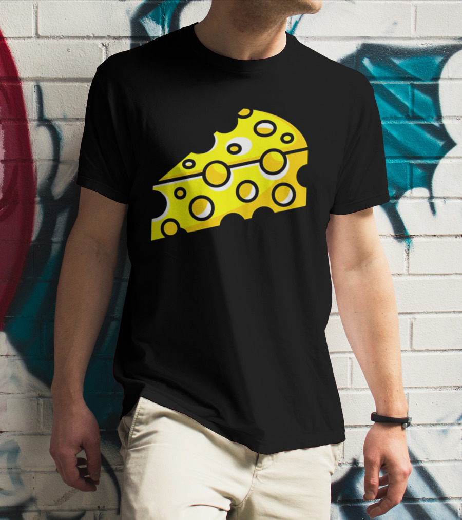 Swiss Cheese Hole Yellow Food Slice Dairy Snack Culinary T-Shirt