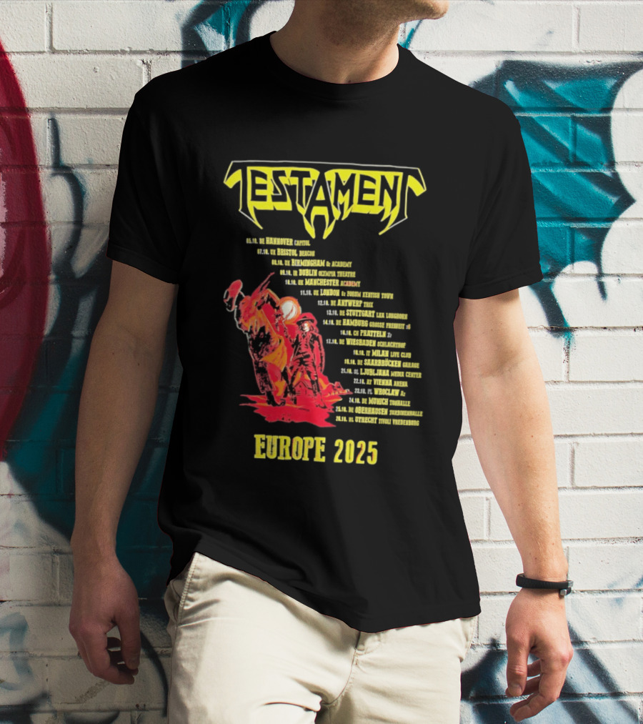 Testament Europe 2025 Tour Western Outlaw Dates T-Shirt