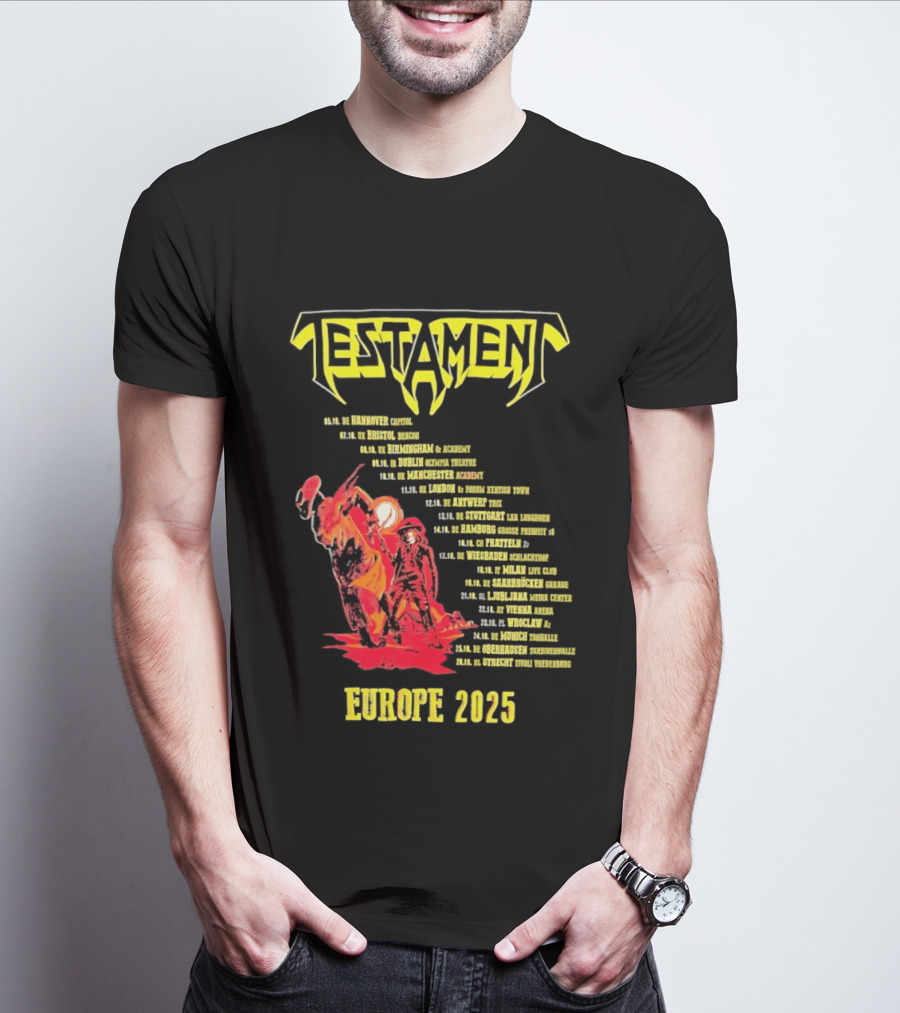Testament Europe 2025 Tour Western Outlaw Dates T-Shirt